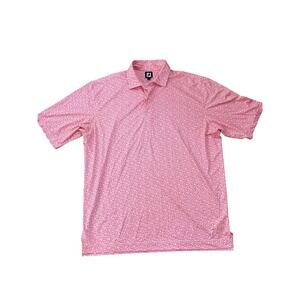 FootJoy FJ Golf Polo Shirt Mens 2XL Pink Floral Print Short Sleeve Performance